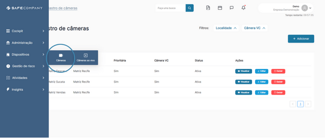 SC - Dispositivos - Cadastro de câmeras